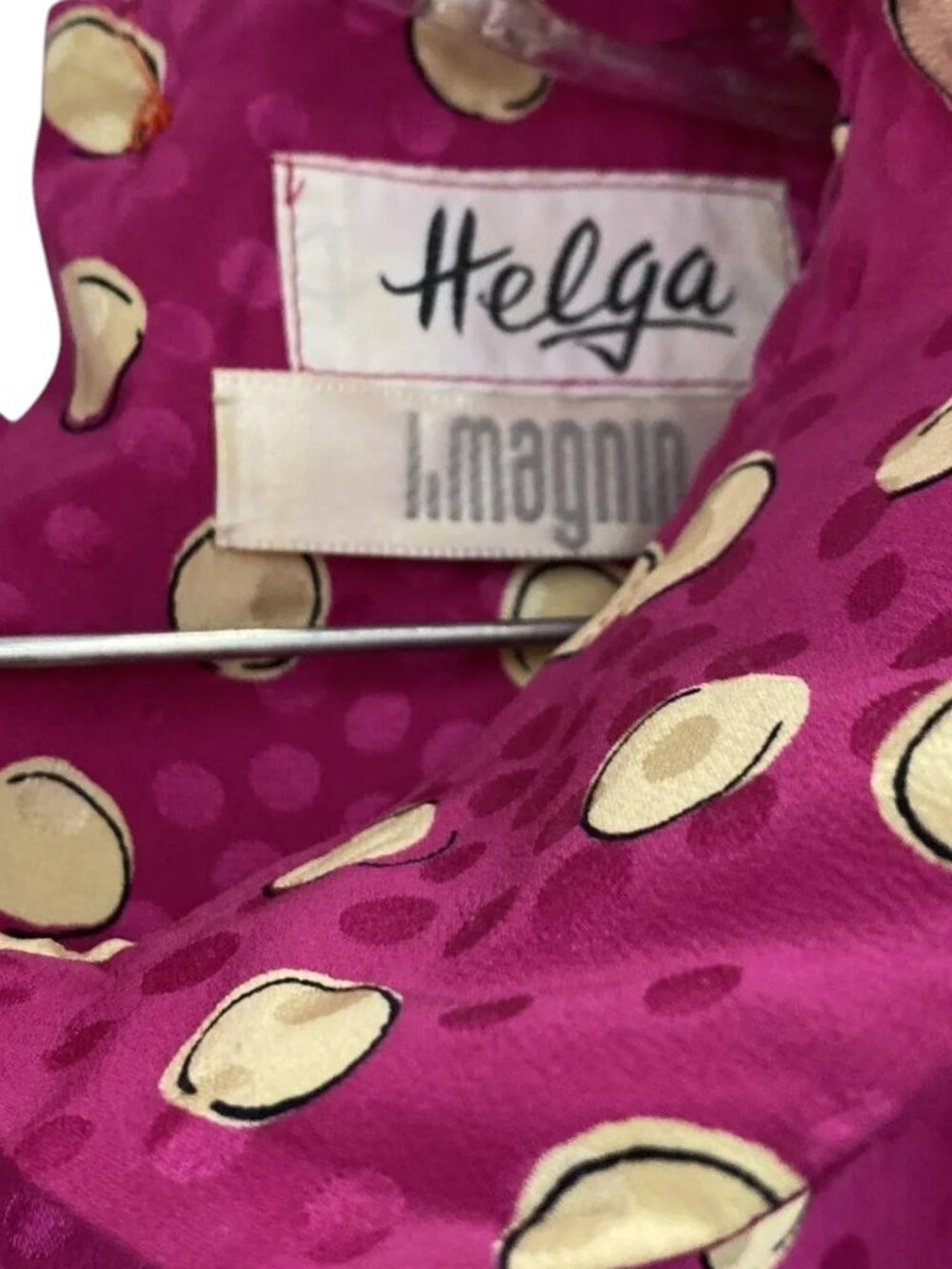 Vintage Helga for I. Magnin Fuchsia Polka Dot Ruffle Midi Dress Size 12 - Picture 6 of 6